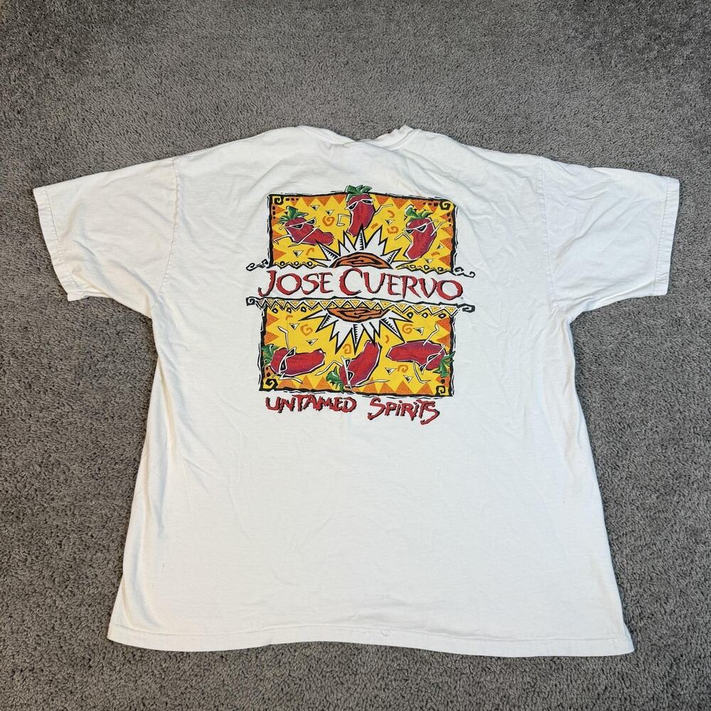 Vintage Jose Cuervo Shirt Mens XL White Tequila Untamed Spirits Short Sleeve Y2K
